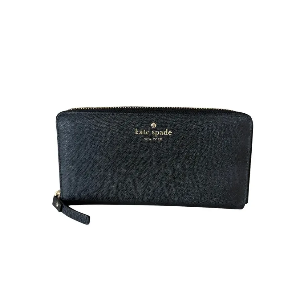 Kate Spade Large Continental Wallet Black Leather Designer